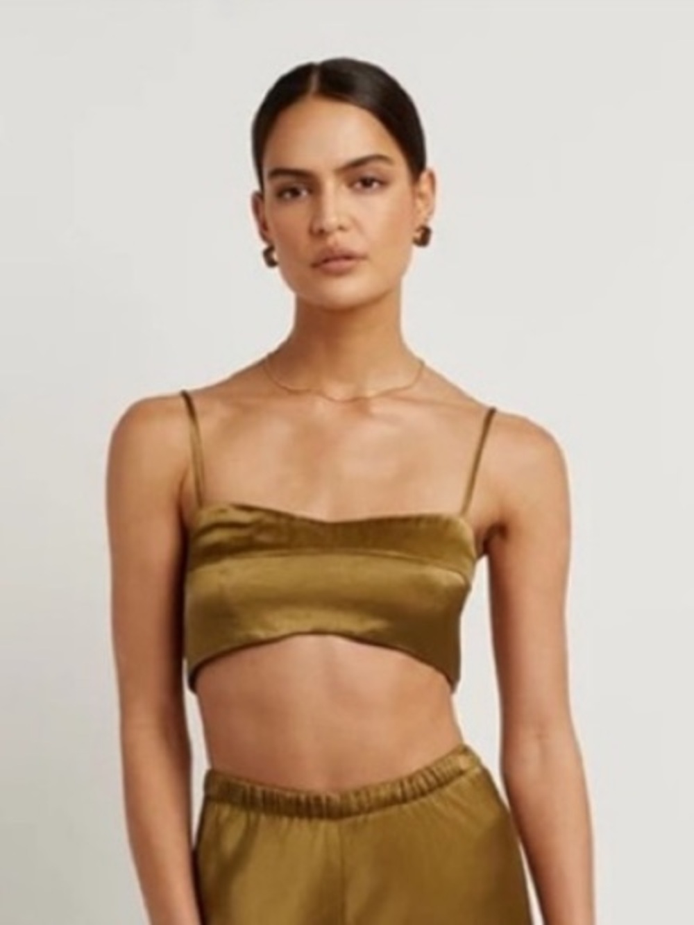 DISSH Simone Chartreuse Satin Crop Top 4